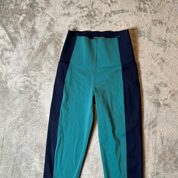 Sweaty Betty Sz 4 Power 7/8 Athletic Leggings Teal and Navy Women's - Picture 2 of 6